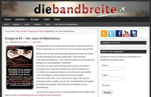 „Die Bandbreite“: „Endgame – Der neue Antifaschismus“ (Screenshot Bandwebsite vom 13.05.2015)